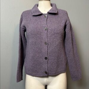 Vintage Ness Scotland light purple wool Button-Up Cardigan with pearl buttons M